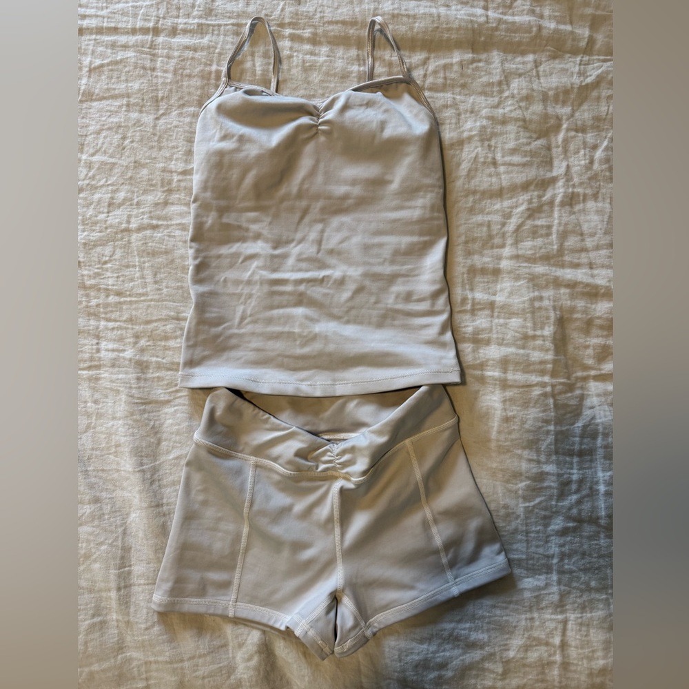Frankie's Bikinis Cream Athletic set